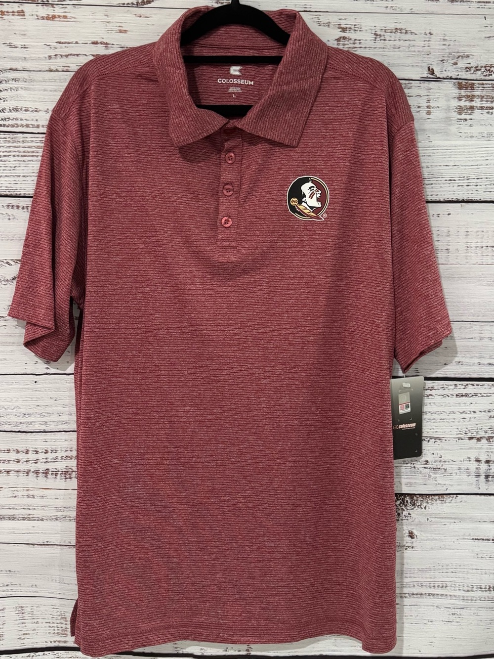NWT Colosseum Men's Garnet Heather FSU Polo Shirt/Golf